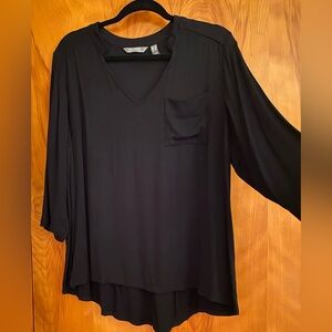 Lisa Rinna Collection Black Asymmetrical Relaxed Blouse